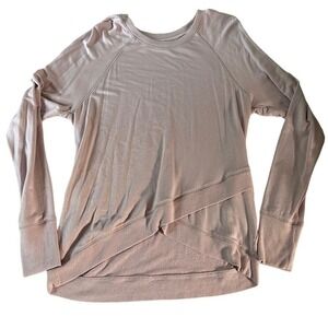 Athleta Women Long Sleeve Sweatshirt Light Pink‎ Small Modal Stretch Criss Cross